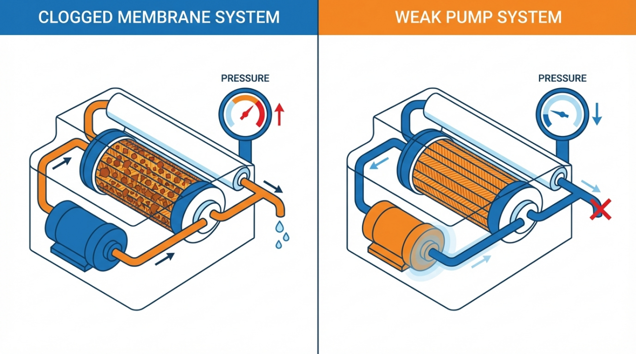 Key Differences Between Membrane Blockage and Insufficient Pump Pressure