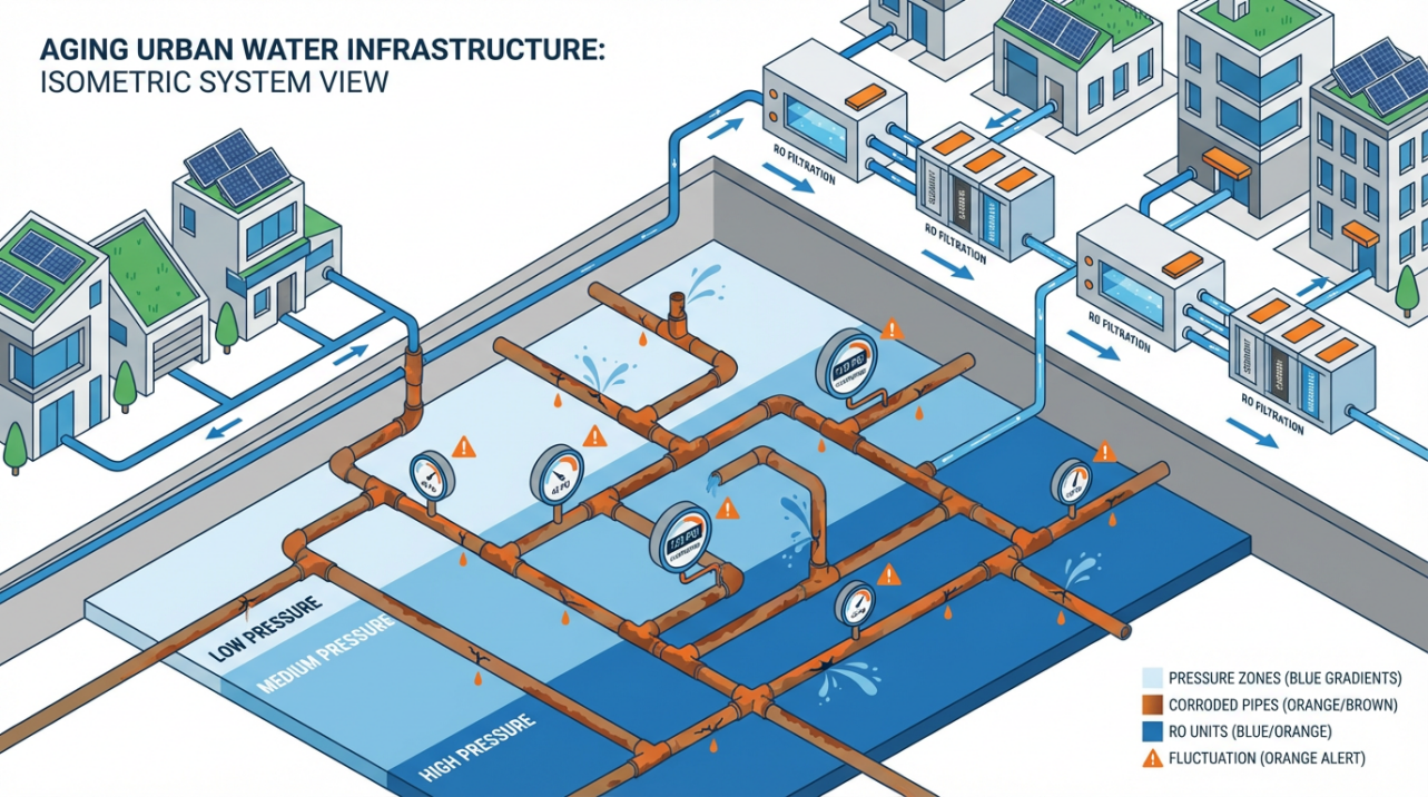 Strategies for Stabilizing RO Water Output in Old Districts with Fluctuating Pressure