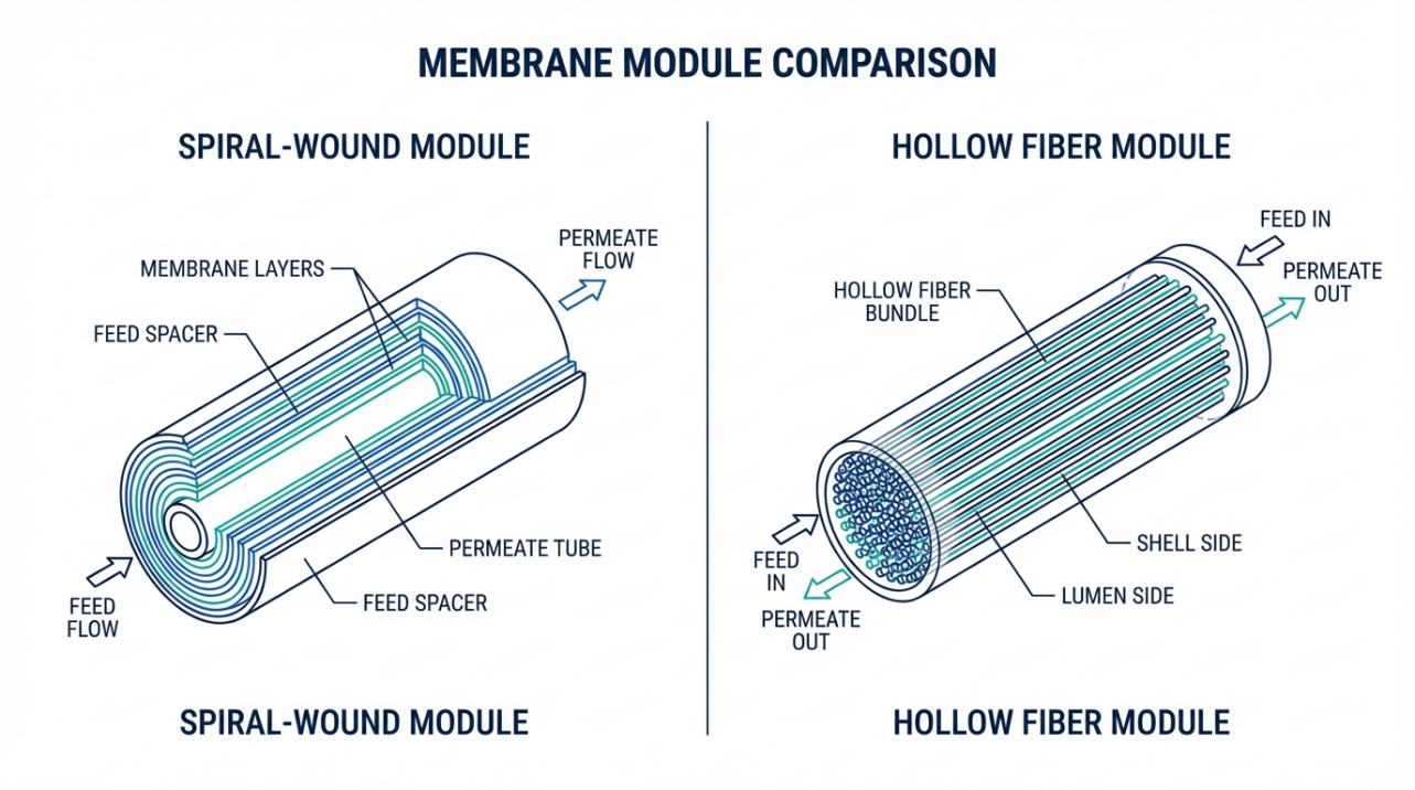 Understanding Different Types of RO Membranes: Spiral Wound vs Hollow Fiber