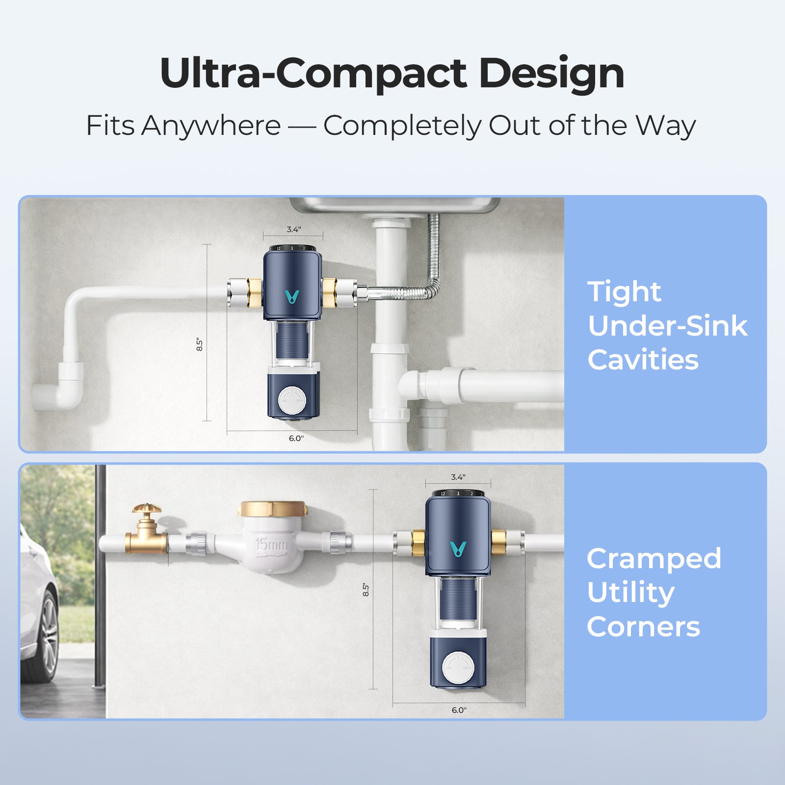 40 Micron Spin Down Sediment Filter, Backwash Whole House Water Filtration System for Well/City Water, Reusable Pre-Filtration System