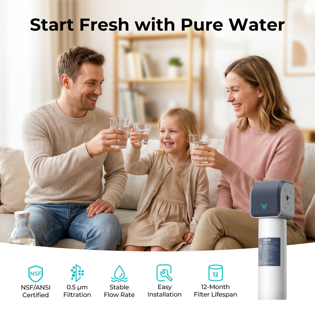 Under Sink Water Filter, 0.5 Micron Filtration System