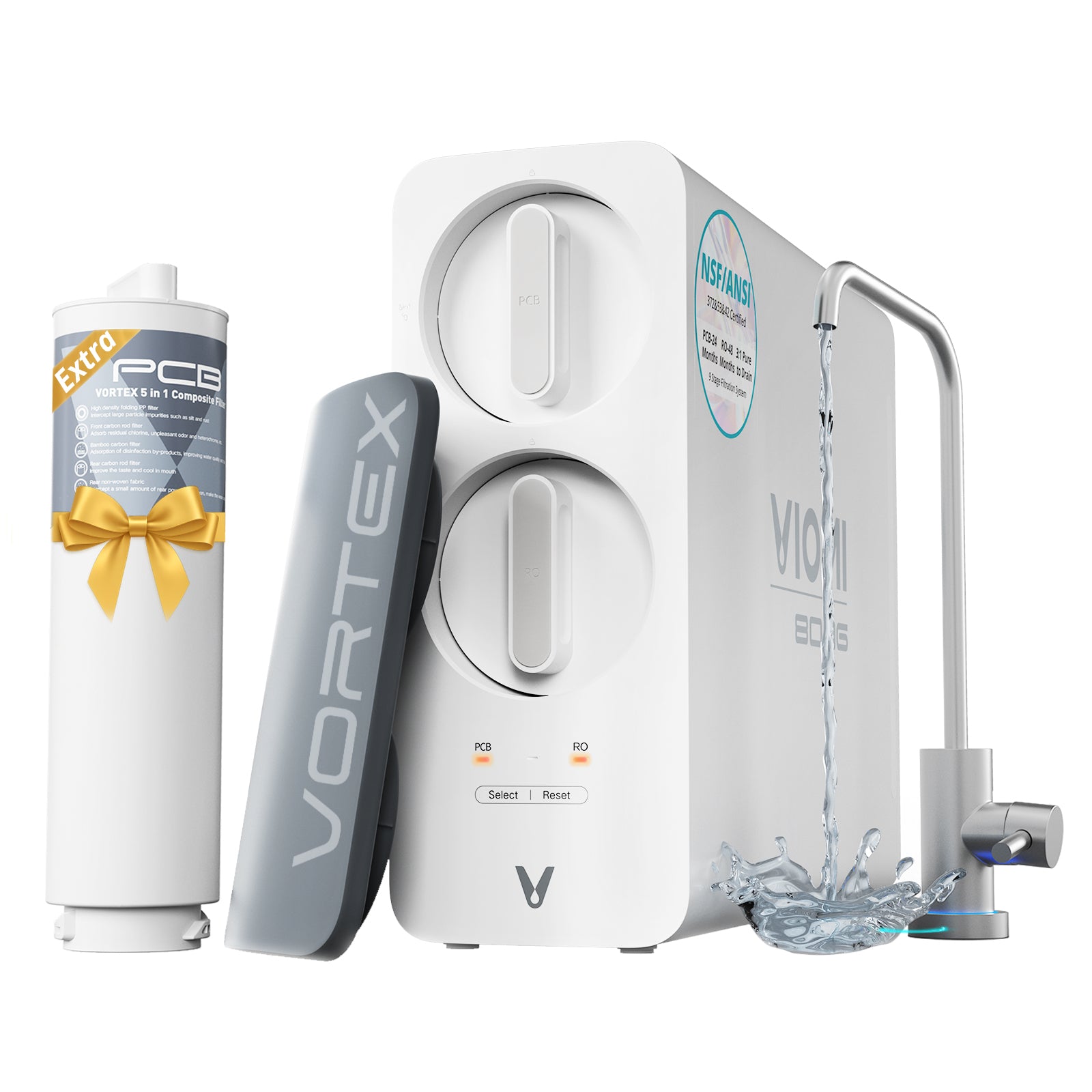 VIOMI water purifier with Vortex product and extra PCB replacement on a white background