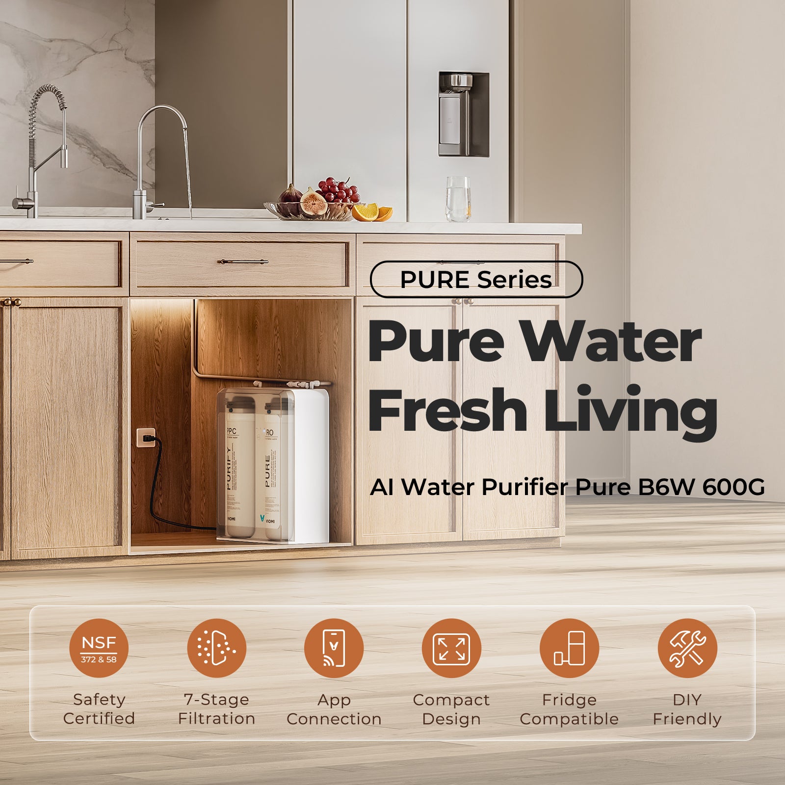 Pure B6W 600GPD Tankless Under Sink Reverse Osmosis System
