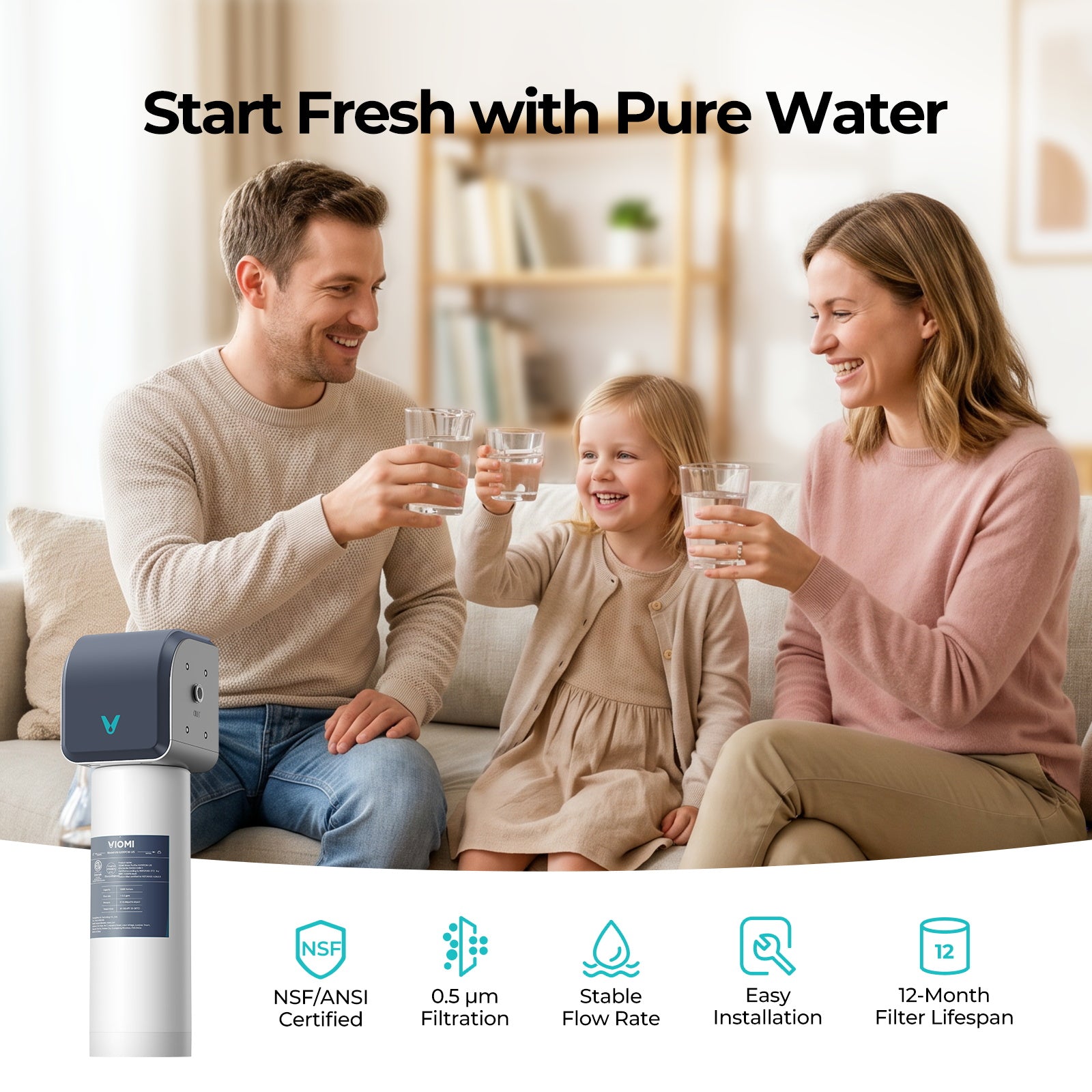 Under Sink Water Filter, 0.5 Micron Filtration System
