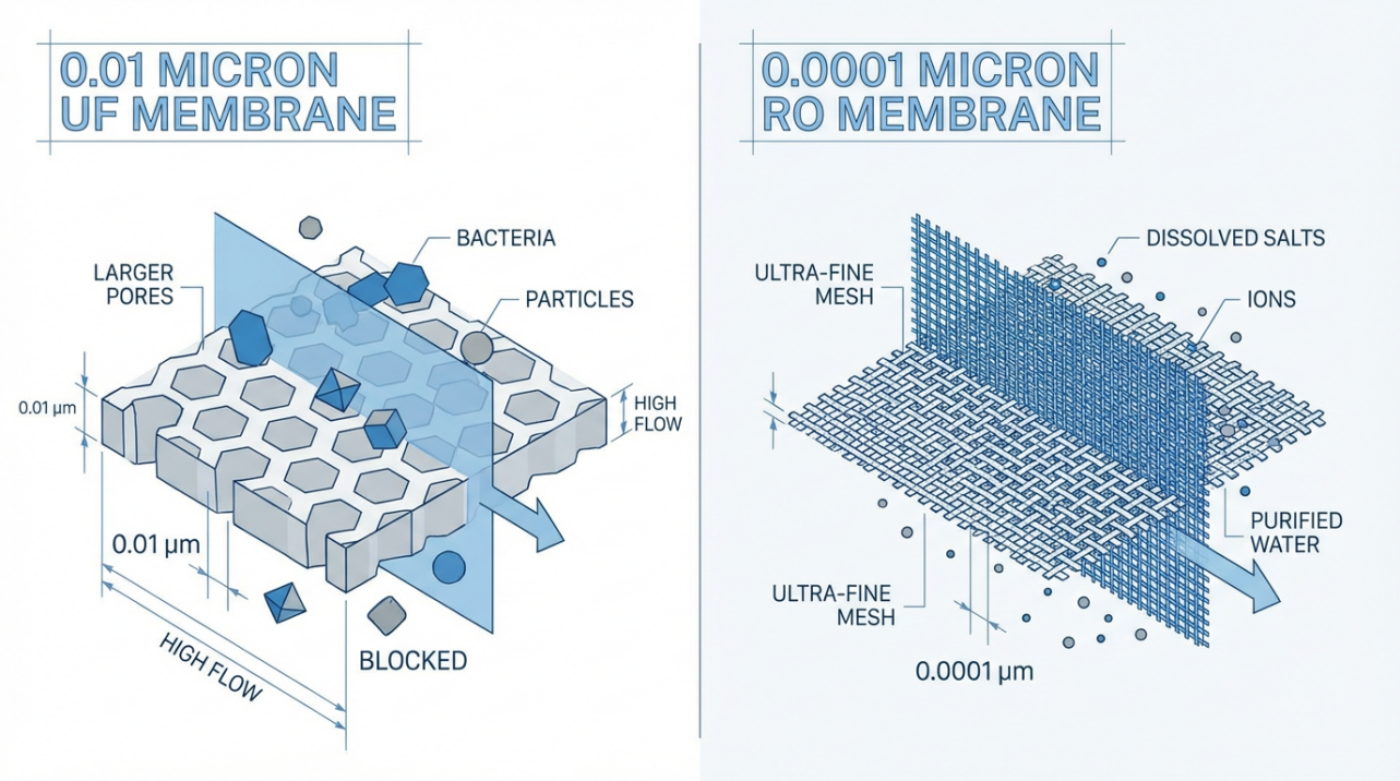 Understanding the Differences Between 0.01 Micron UF Membranes and 0.0001 Micron RO Membranes