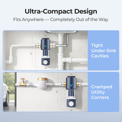 40 Micron Spin Down Sediment Filter, Backwash Whole House Water Filtration System for Well/City Water, Reusable Pre-Filtration System