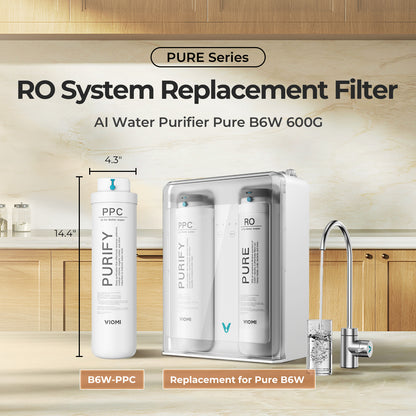 Pure B6W PPC Filter, Replacement for Viomi Pure B6W RO Water Filter, 12-Month Lifetime, Compatible with Pure 600 GPD Reverse Osmosis System