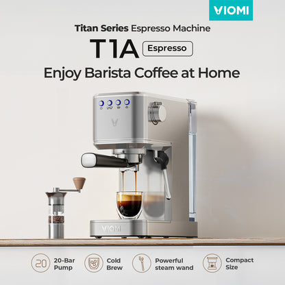T1A Espresso Machine 20 Bar, Compact Espresso Maker with Milk Frother