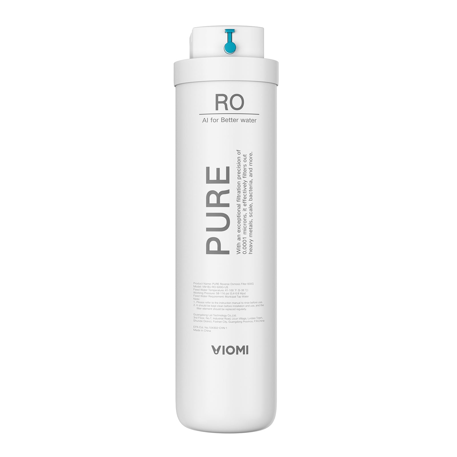 Pure-RO Filter, Replacement for Viomi Pure B6W RO Water Filter, 24-Month Lifetime, Compatible with Pure 600 GPD Reverse Osmosis System