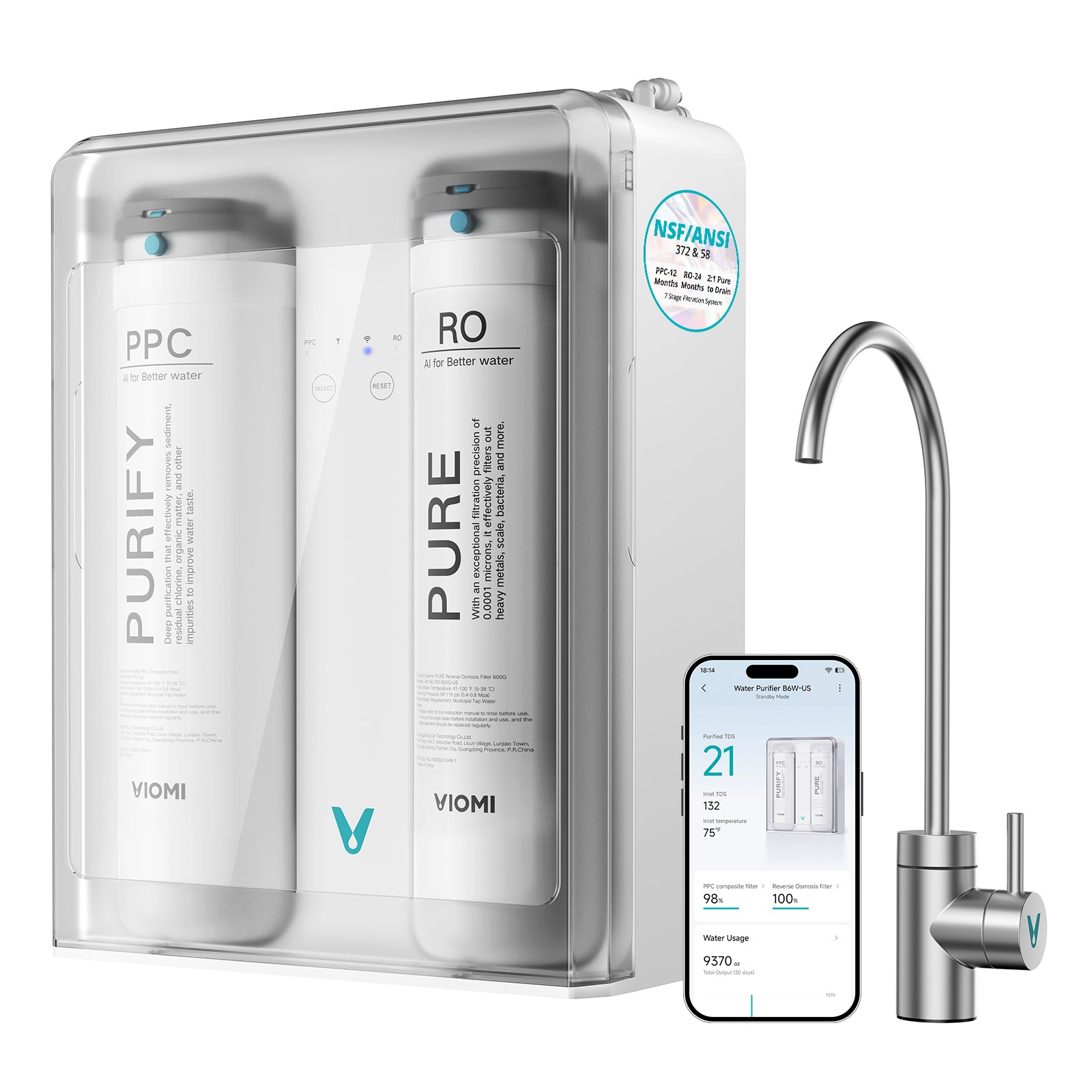 Pure B6W 600GPD Tankless Under Sink Reverse Osmosis System