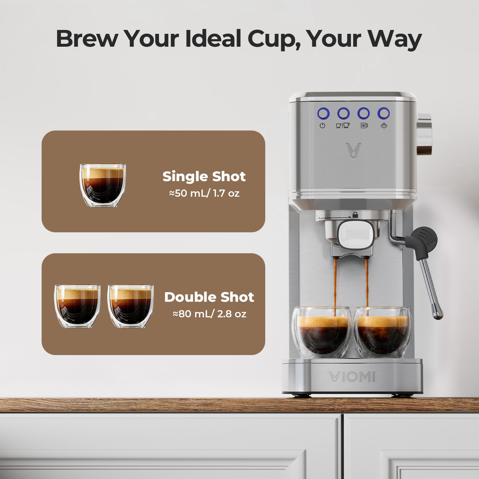 T1A Espresso Machine 20 Bar, Compact Espresso Maker with Milk Frother