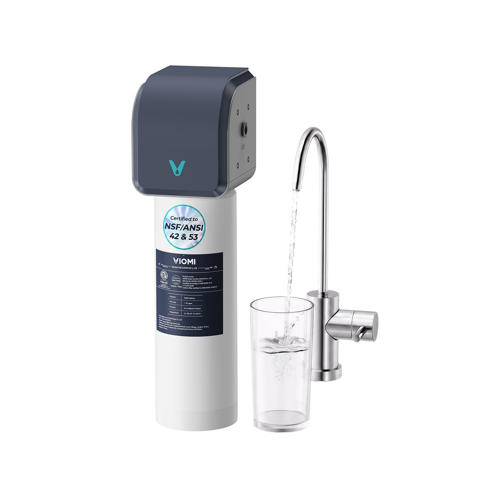 Under Sink Water Filter, 0.5 Micron Filtration System, Dedicated Faucet Included
