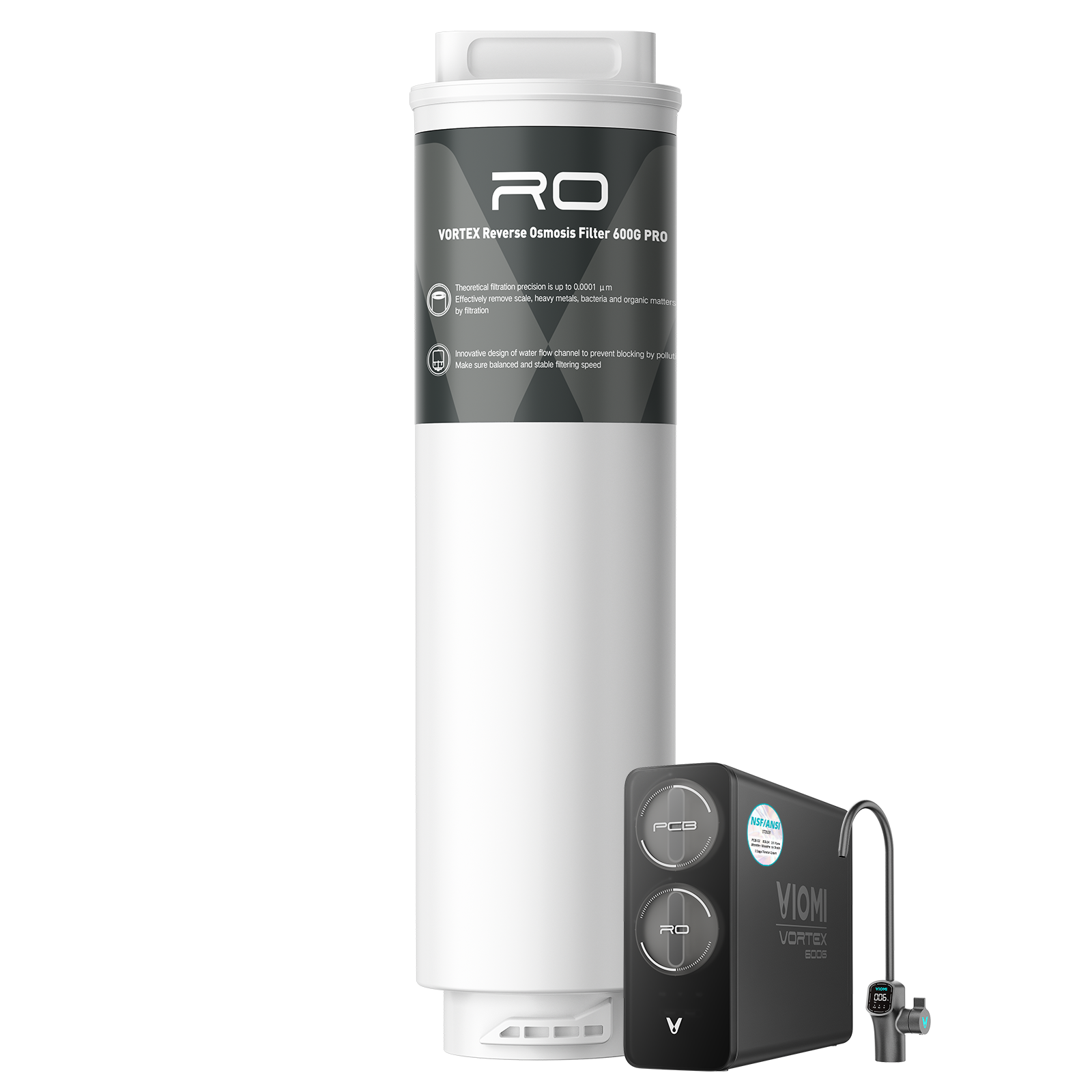 V6 Pro-RO600 Filter, Replacement for Viomi Vortex 6 Pro RO Water Filter, 24-Month Lifetime, Compatible with Vortex 6 Pro Reverse Osmosis System