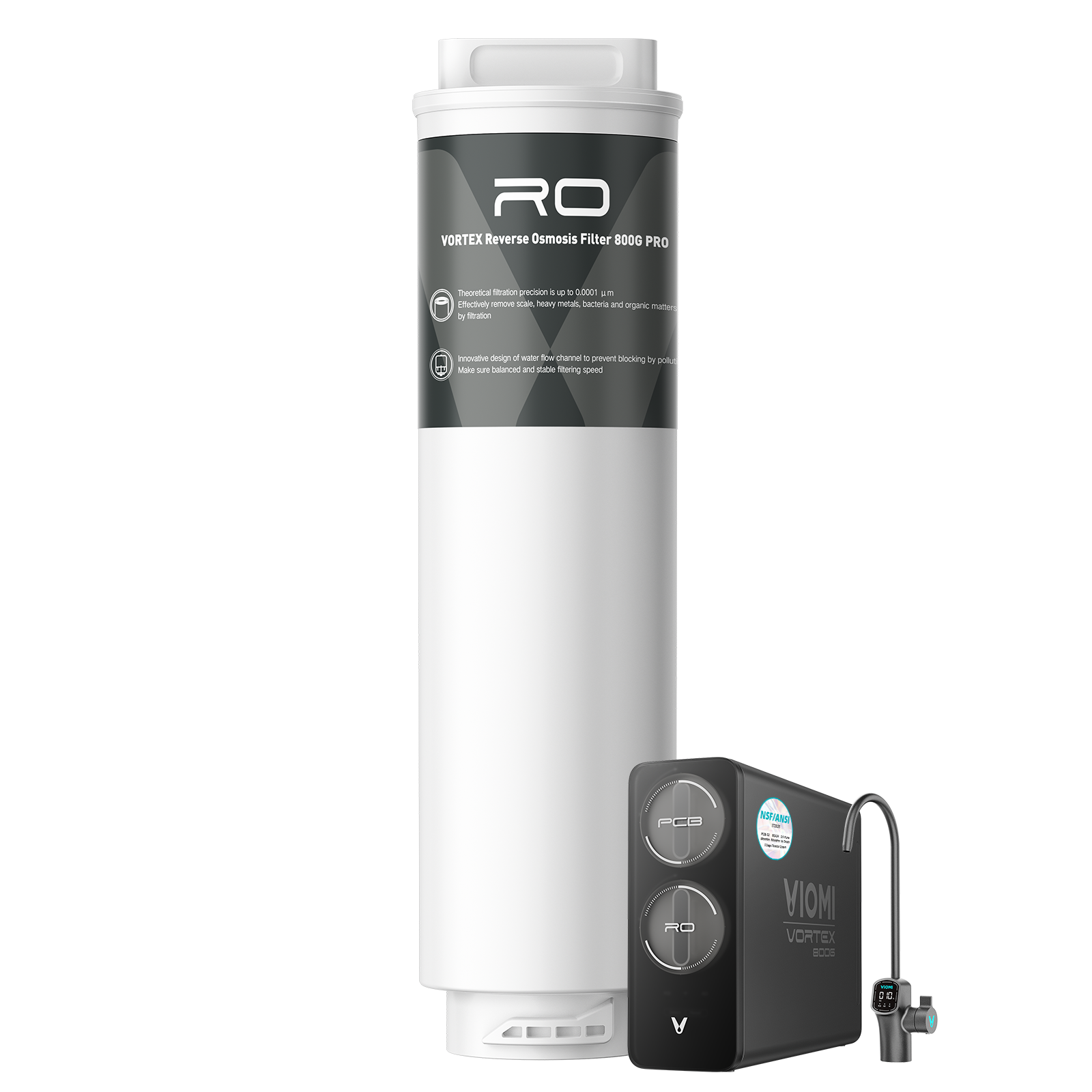 V8 Pro-RO800 Filter, Replacement for Viomi Vortex 8 Pro RO Water Filter, 24-Month Lifetime, Compatible with Vortex 8 Pro Reverse Osmosis System