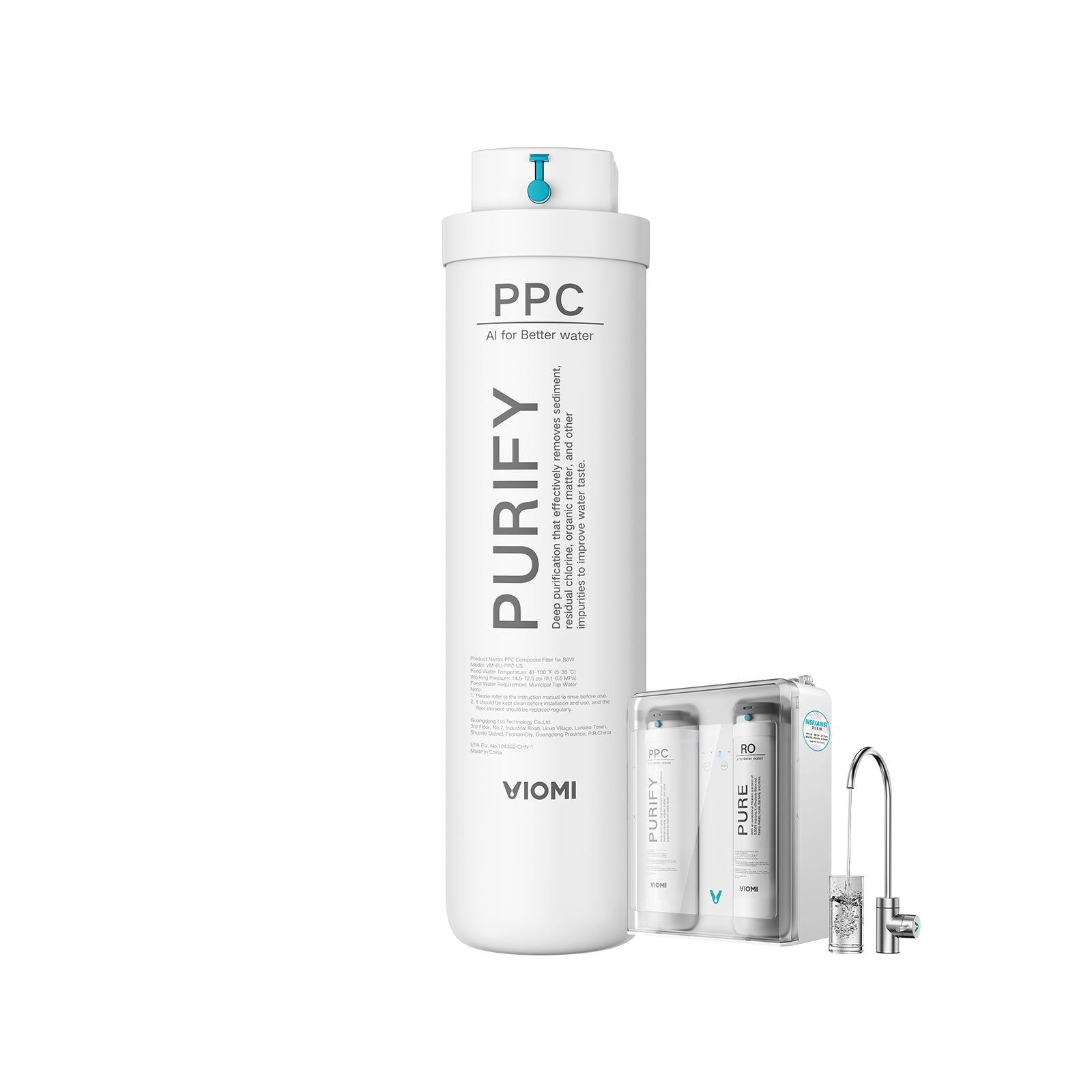Pure B6W PPC Filter, Replacement for Viomi Pure B6W RO Water Filter, 12-Month Lifetime, Compatible with Pure 600 GPD Reverse Osmosis System