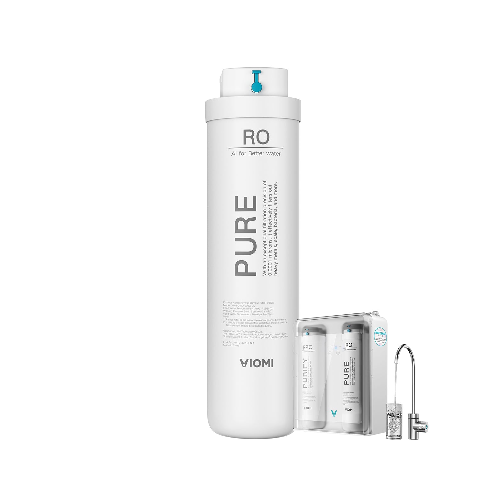 Pure B6W RO Filter, Replacement for Viomi Pure B6W RO Water Filter, 24-Month Lifetime, Compatible with Pure 600 GPD Reverse Osmosis System