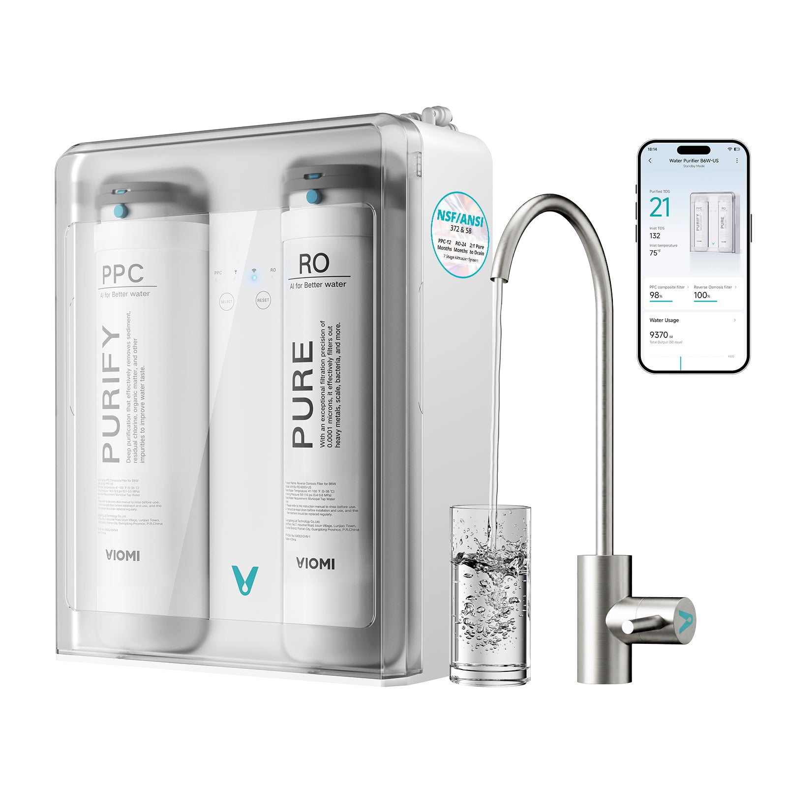 Pure B6W 600GPD Tankless Under Sink Reverse Osmosis System