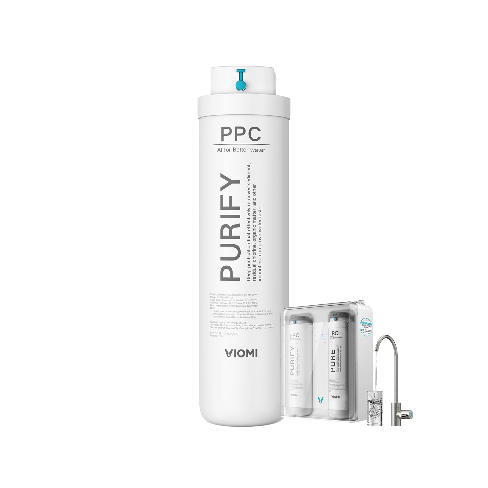 Pure B6W PPC Filter, Replacement for Viomi Pure B6W RO Water Filter, 12-Month Lifetime, Compatible with Pure 600 GPD Reverse Osmosis System