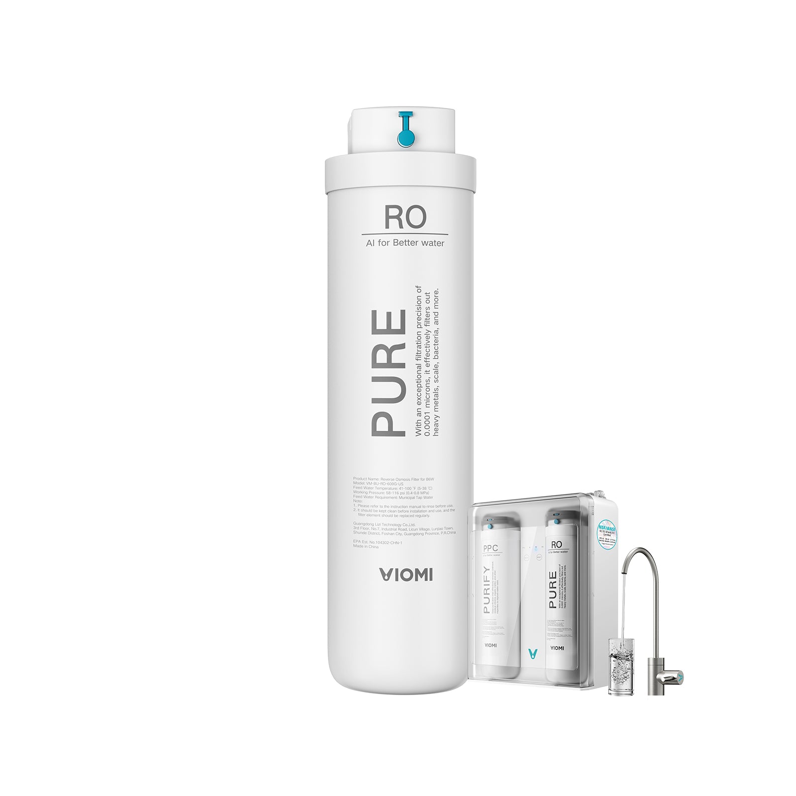 Pure B6W RO Filter, Replacement for Viomi Pure B6W RO Water Filter, 24-Month Lifetime, Compatible with Pure 600 GPD Reverse Osmosis System