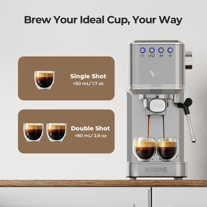 T1A Espresso Machine 20 Bar, Compact Espresso Maker with Milk Frother